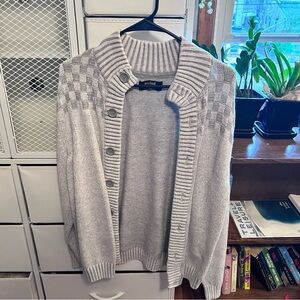 Men's Gray Button-Up Sweater